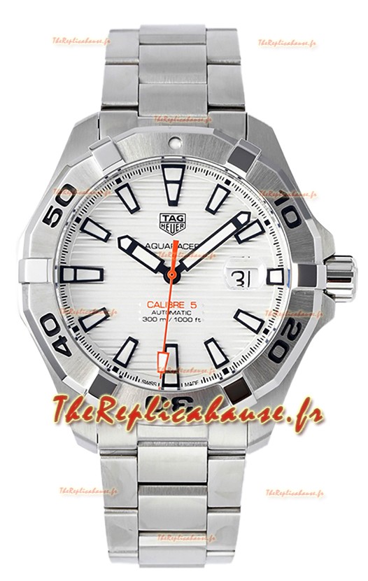 Tag Heuer Aquaracer Calibre 5 Réplique Montre 1:1 Cadran Blanc Acier 904L 44MM
