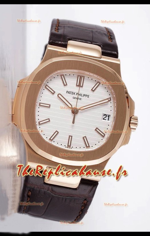 Montre Patek Philippe Nautilus 5711/1R 1 1:1 Réplique Miroir avec cadran blanc et or rose