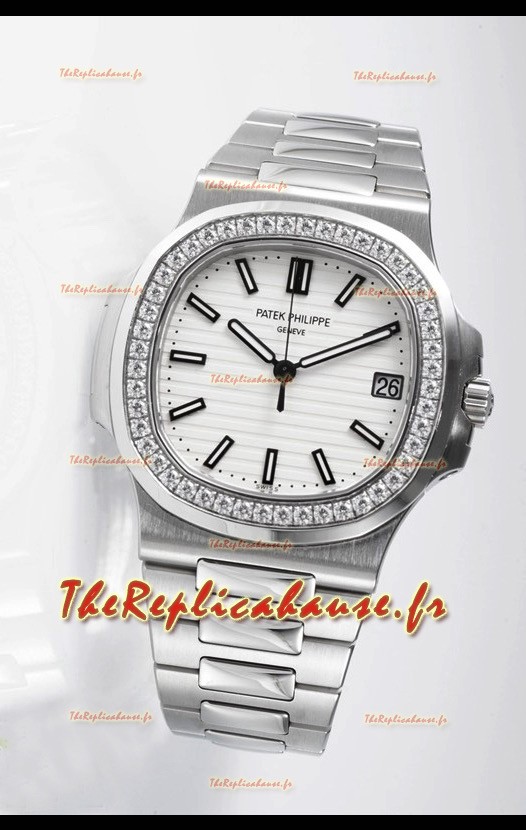 Réplique de la montre Suisse Patek Philippe Nautilus 5711 - Qualité miroir 1:1 avec lunette en diamants