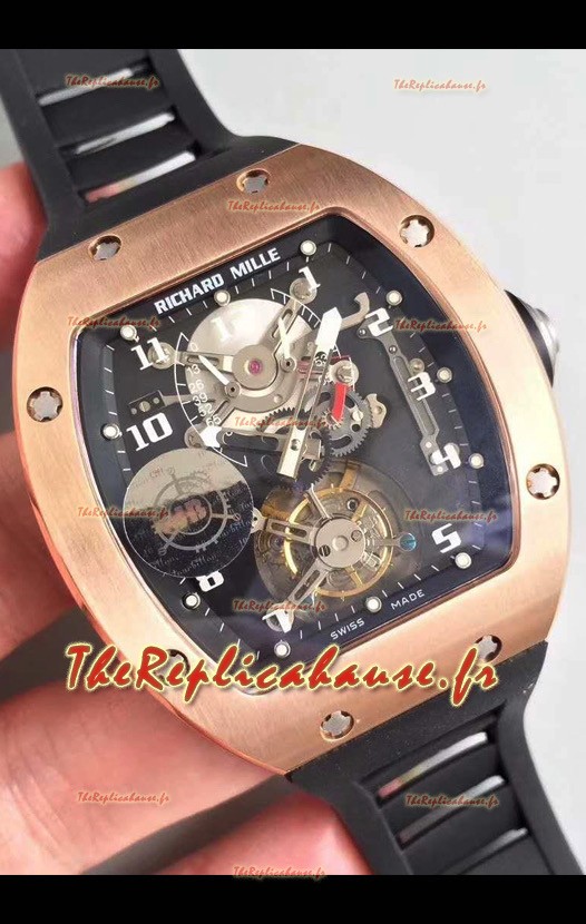 Montre Richard Mille RM001 Genuine Tourbillon Réplique Suisse Montre dans un boîtier en or rose