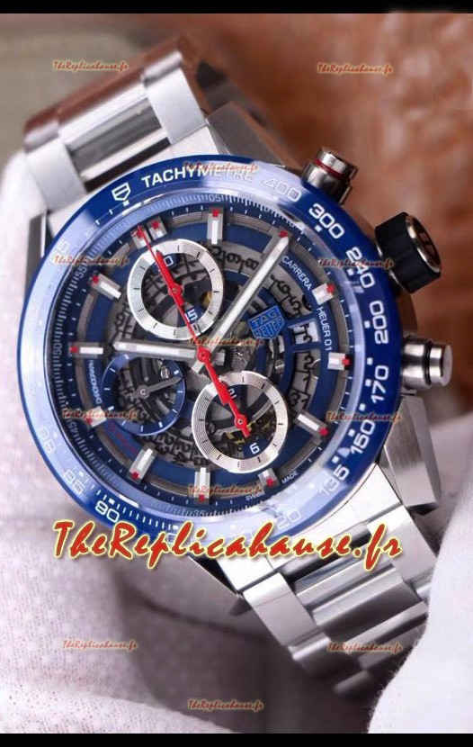 Montre Tag Heuer Carrera Heuer 01 Réplique Suisse Cadran/Rebord bleu