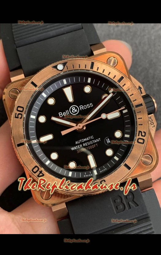 Montre Bell & Ross BR03-92 Diver Rose Gold Réplique Suisse 1:1 miroir Réplique