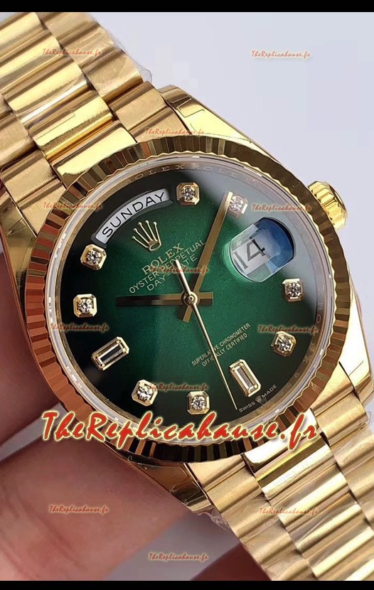 Montre Rolex Day Date 128238 Presidential en or jaune 18 carats 36MM - Cadran vert qualité miroir 1:1