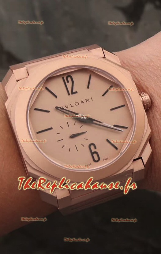 Montre Bvlgari Octo Finissmo Edition 1:1 Réplique miroir Or Rose Boîtier et Bracelet en Céramique Sablée 