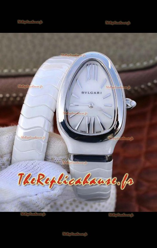 Montre Bvlgari Serpenti Edition Céramique Blanche Réplique de Montre en Qualité Miroir 1:1 