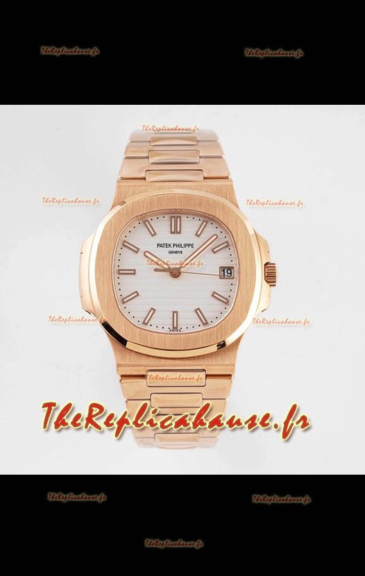 Montre Patek Philippe Nautilus 5711/1R-001 1:1 Réplique Miroir en Acier 904L Or Rose Cadran Blanc