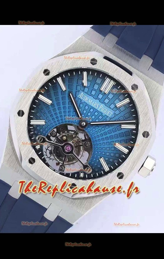 Montre Audemars Piguet Royal Oak Tourbillon 41mm Cadran bleu dans un boîtier en acier 904L Bracelet en caoutchouc
