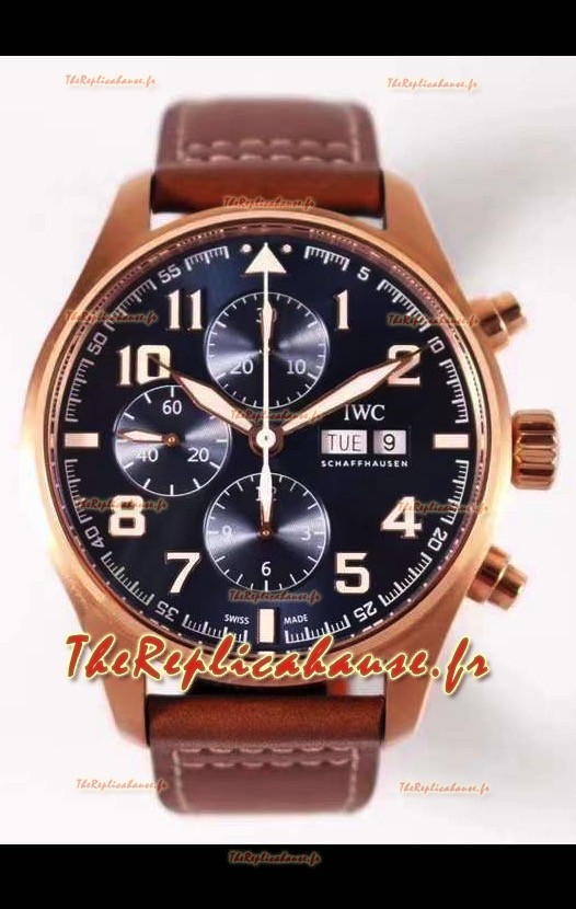 Montre IWC Pilot Chronograph Le Petit Prince Edition Or Rose Réplique Miroir 1:1