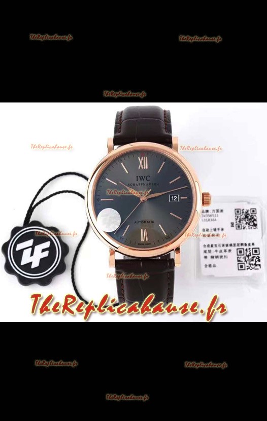 Montre IWC Portofino Automatique 1:1 Qualité Miroir Boîtier Or Rose Réplique Suisse