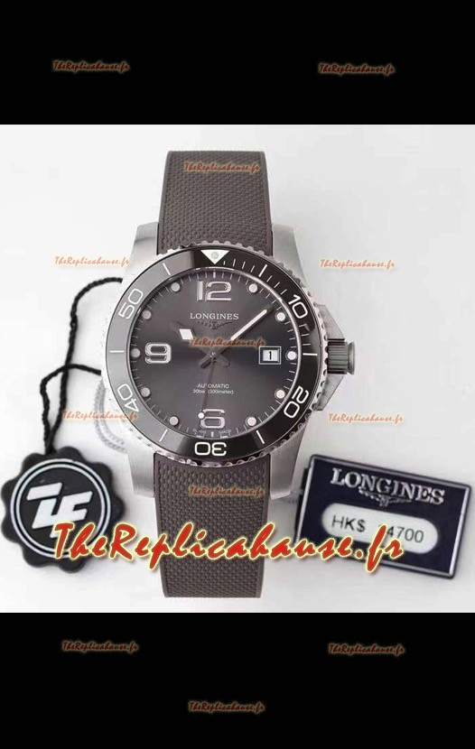 Montre Longines HydroConquest 1:1 Réplique Suisse avec cadran gris et bracelet en caoutchouc