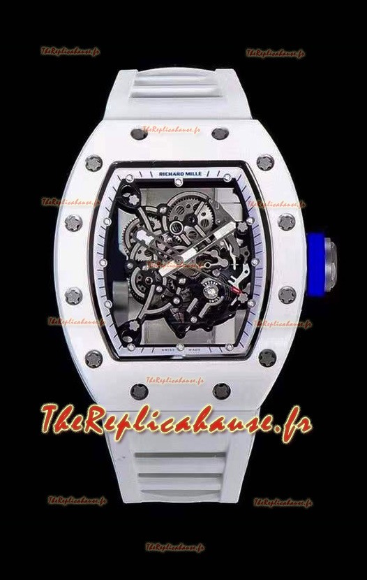 Montre Richard Mille RM055 Réplique Miroir 1:1 avec boîtier en céramique et bracelet blanc 