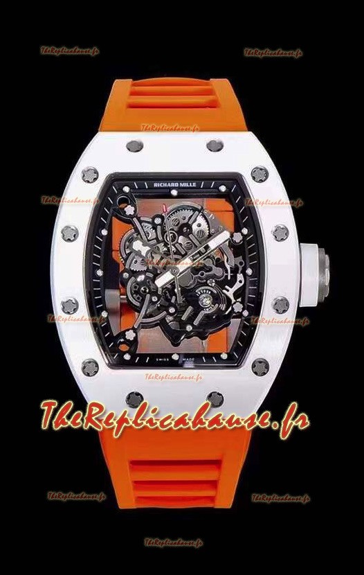Montre Richard Mille RM055 Montre Miroir 1:1 avec boîtier en céramique et bracelet orange 