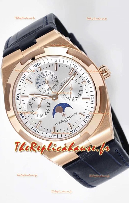 Montre Réplique Vacheron Constantin Overseas Quantième Perpétuel Cadran acier ultra-fin Boîtier or rose
