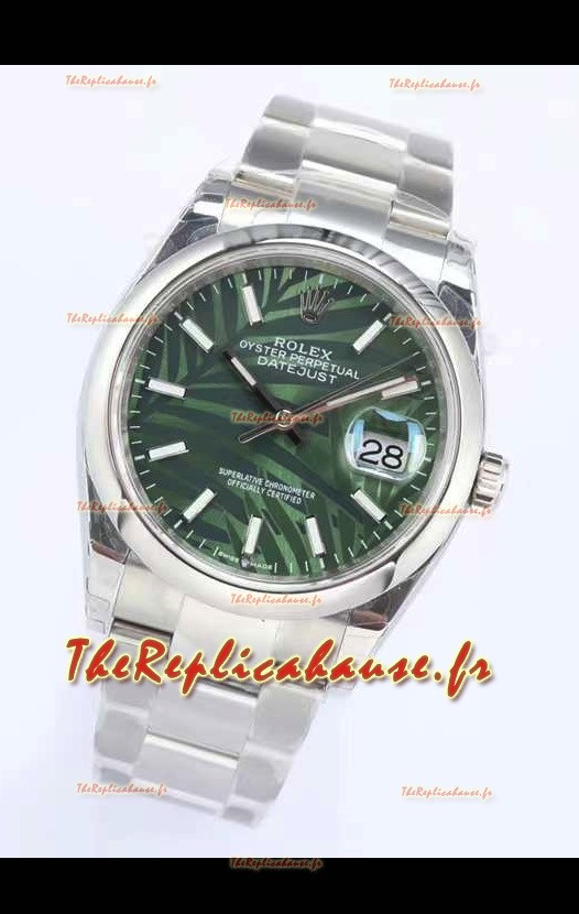 Montre Rolex Datejust Cadran à motif de palmier 36MM Mouvement Cal.3135 Réplique Suisse en boîtier 904L