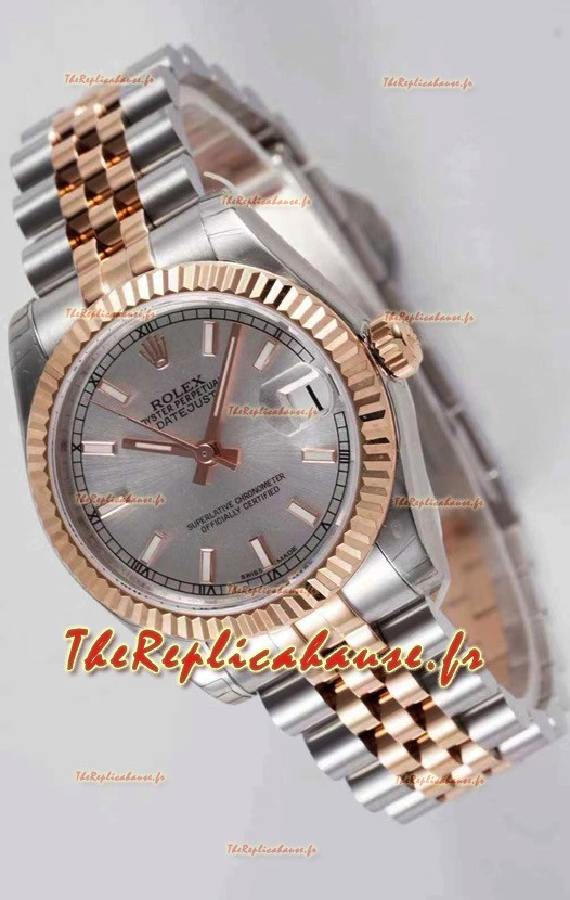 Montre Rolex Datejust 31MM Mouvement Cal.3135 Réplique Suisse Cadran Gris Bracelet Jubilé - Acier 904L Ultime