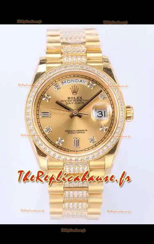 Montre Rolex Day Date Presidential en or jaune 18K 36MM - Cadran or 1:1 qualité miroir 