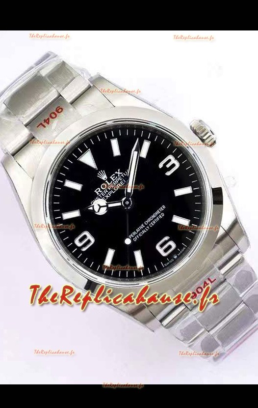 Montre Rolex Explorer I Cadran noir - Acier 904L en 3235 Mouvement automatique suisse