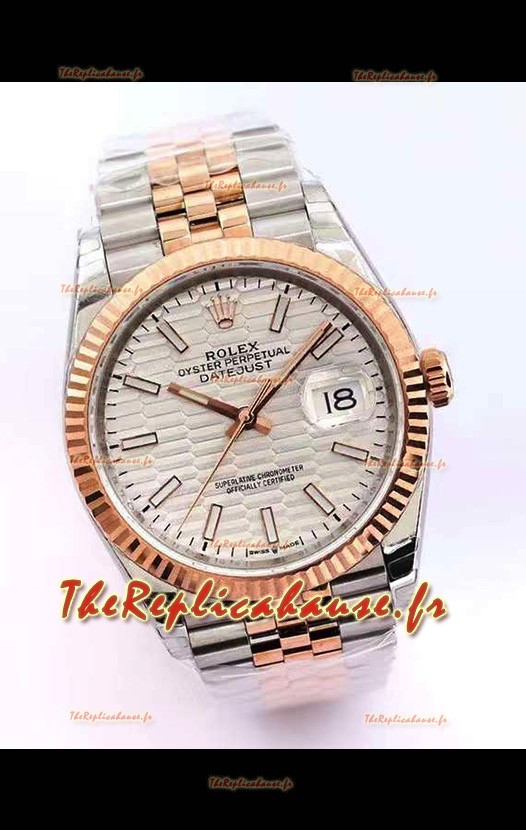 Montre Rolex Datejust Cadran Cannelé-Motif 41MM Mouvement Cal.3135 Réplique Suisse dans un boîtier 904L bicolore