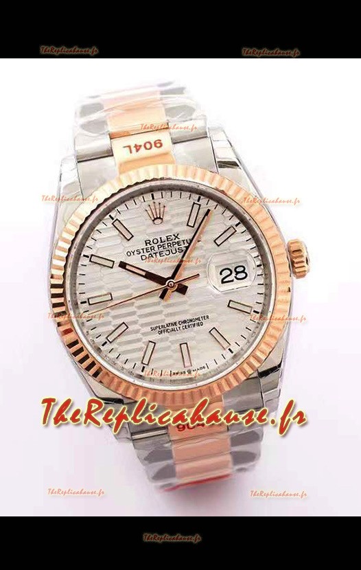 Montre Rolex Datejust Cadran Cannelé-Motif 41MM Mouvement Cal.3135 Réplique Suisse dans un boîtier 904L bicolore