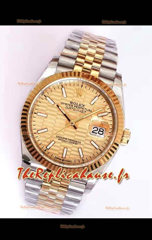 Montre Rolex Datejust Cadran Cannelé-Motif 41MM Mouvement Cal.3135 Réplique Suisse dans un boîtier 904L bicolore