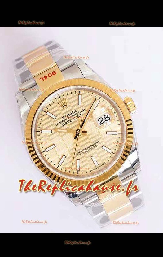 Montre Rolex Datejust Cadran Cannelé-Motif 41MM Mouvement Cal.3135 Réplique Suisse dans un boîtier 904L bicolore