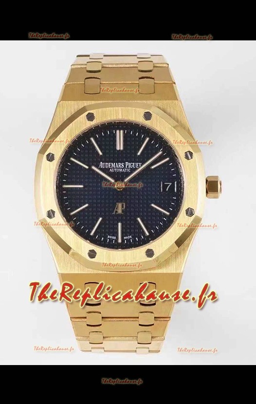 Montre Audemars Piguet Royal Jumbo Oak Extra fine Réplique Suisse Or Jaune - 1:1 Mirroir Montre Réplique Cadran Noir