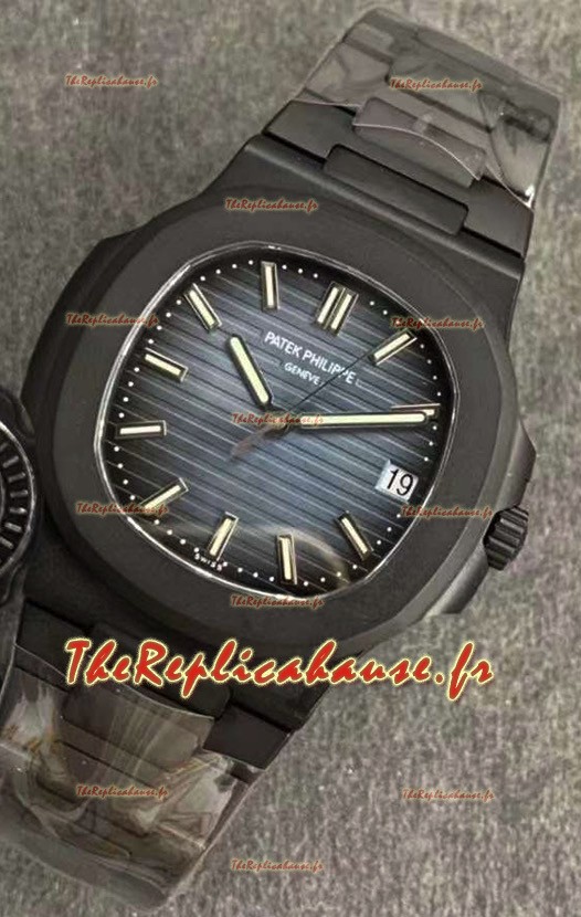 Montre Patek Philippe Nautilus 5711 Black Venom PVD Réplique Suisse avec cadran bleu 
