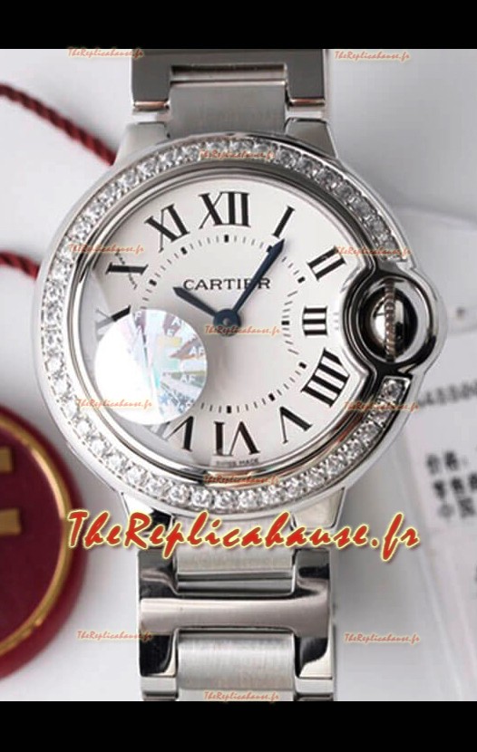 Ballon De Cartier Quartz Suisse 1:1 Miroir Qualité 28MM dans un boîtier acier Cadran Blanc 