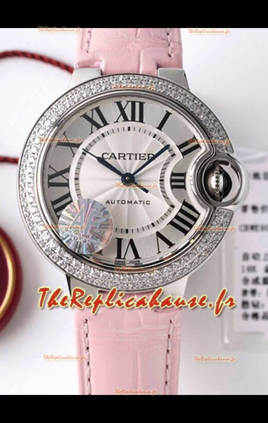 Ballon De Cartier Suisse Automatique 1:1 Miroir Qualité 33MM en Acier Inoxydable - Lunette Diamants