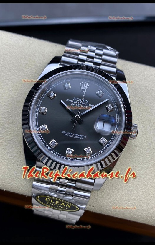 Rolex Datejust 126334 41MM ETA 3235 Réplique Suisse 1:1 Miroir Montre en 904L acier cadran gris foncé 