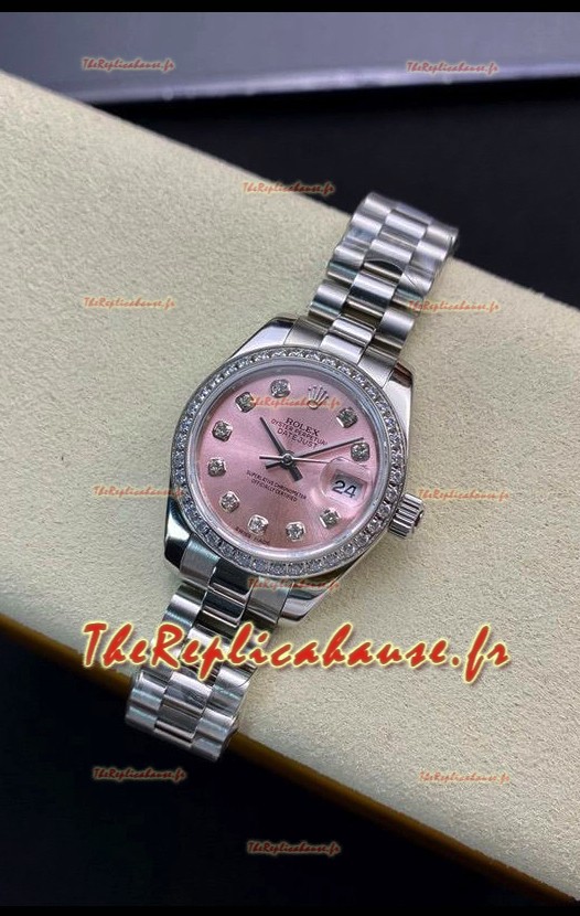 Rolex Datejust 279139 Réplique Suisse 28MM en acier 904L avec cadran rose - Réplique miroir 1:1