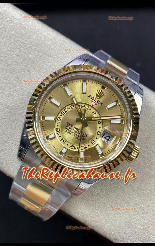 Réplique de montre Rolex Sky-Dweller Oyster en acier et or jaune Oyster 42MM 1:1 Miroir 