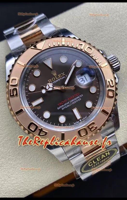 Rolex Yachtmaster 40 Or Jaune - Cadran marron Oyster Steel Réplique Suisse 1:1 40MM en acier 904L