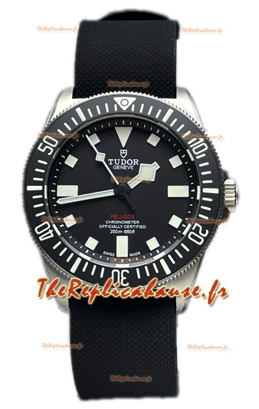 Tudor Pelagos FXD boîtier titane réplique 1:1 cadran noir sur bracelet Nato noir