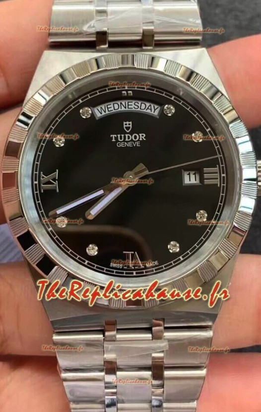 Montre Tudor Royal Edition - Réplique 1:1 en boîtier acier - Cadran noir diamants