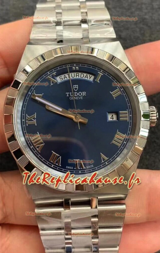 Montre Tudor Royal Edition - Réplique 1:1 en boîtier acier - Cadran bleu romain 