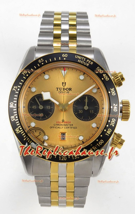 Tudor Super Clone Black Bay chronographe Two Tone Montre cadran en or