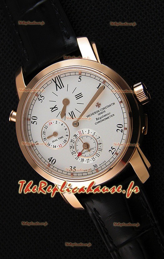 Vacheron Constantin Malte Dual Time Regulator Or Rose Montre Réplique Suisse 