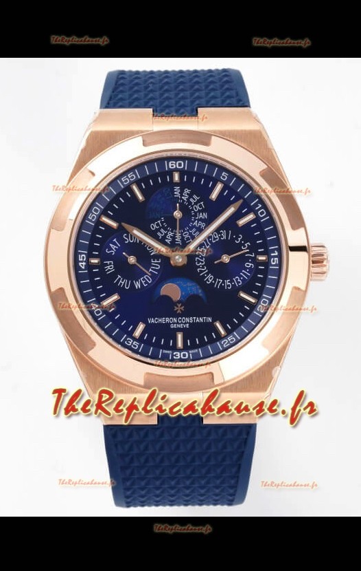 Vacheron Constantin Overseas Calendrier Perpétuel Réplique Cadran Bleu Boîtier Or Rose