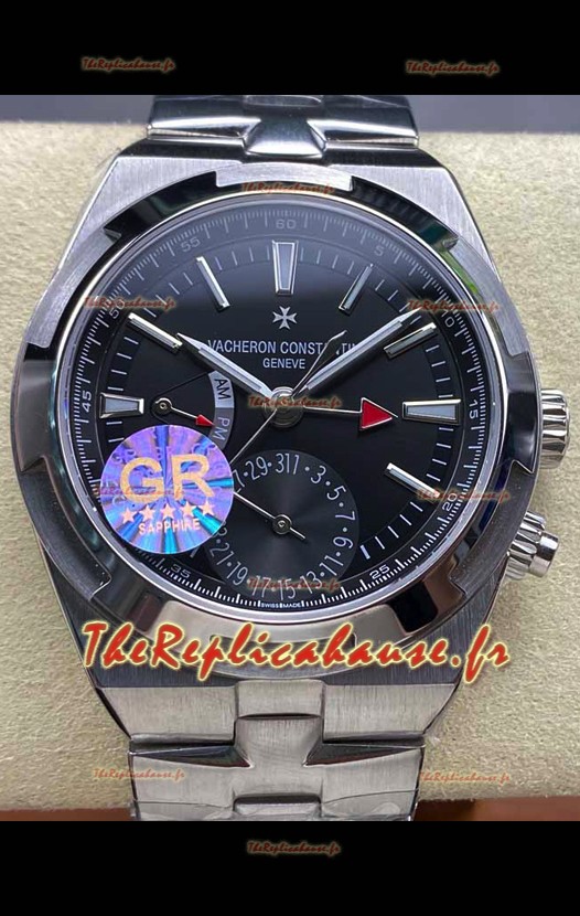 Vacheron Constantin Overseas Dual Time Acier inoxydable Réplique de Montre Suisse 1:1 Cadran noir
