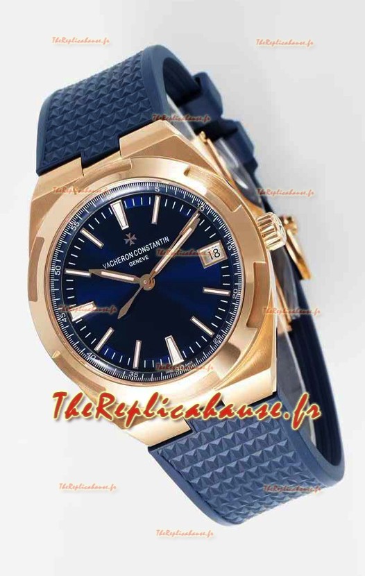 Vacheron Constantin Super Clone Overseas Edition Boîtier Or Rose Bracelet Caoutchouc