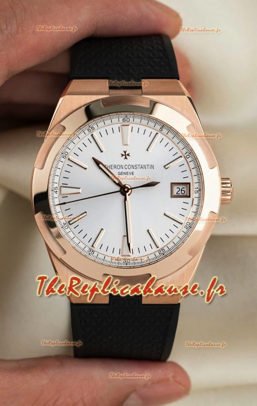 Vacheron Constantin Super Clone Overseas Edition Boîtier Or Rose Bracelet Caoutchouc