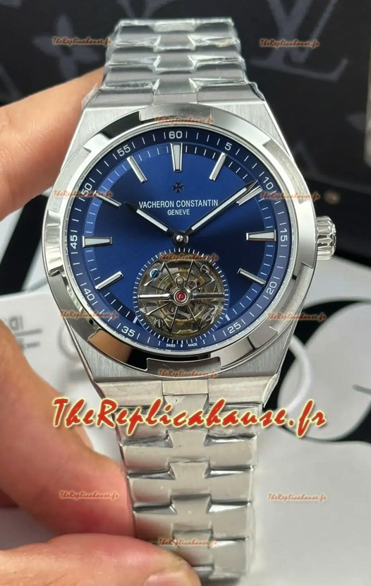 Vacheron Constantin Overseas Tourbillon Acier inoxydable avec cadran bleu Bracelet or Réplique 1:1 