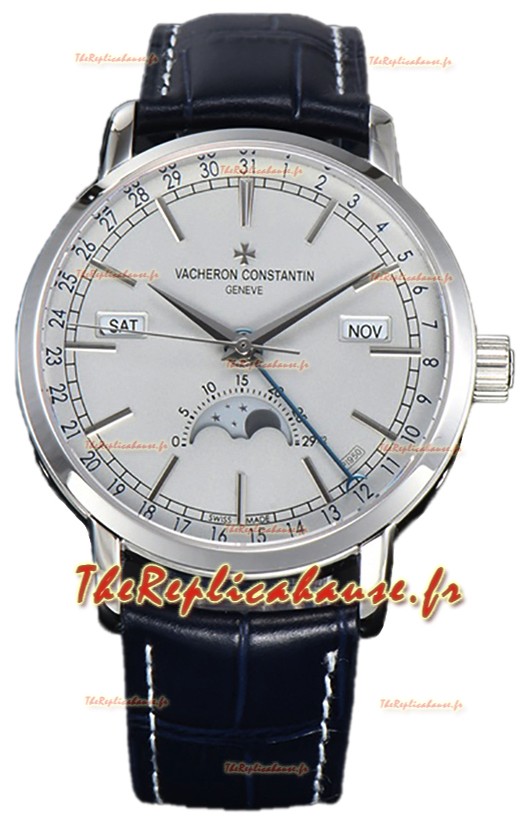 Vacheron Constantin Traditionelle Quantième Complet Plaqué Or Blanc Cadran Blanc Réplique Suisse