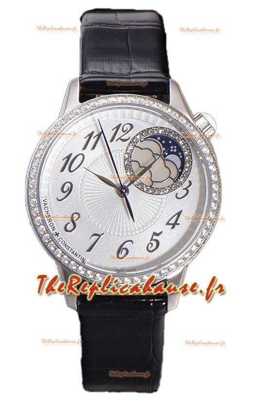 Vacheron Constantin Egerie Muse Moonphase Boîtier Acier 904L et Cadran Blanc Réplique Montre Suisse 