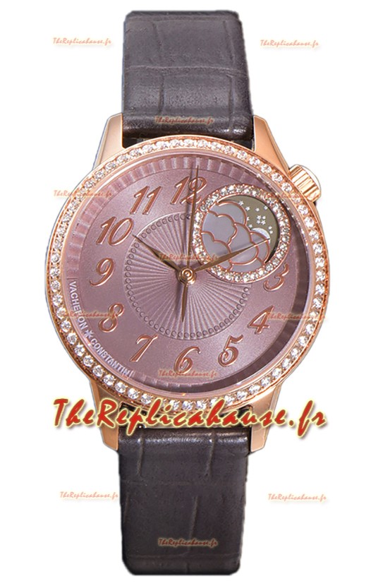 Vacheron Constantin Egerie Muse Moonphase Boîtier Or Rose et Cadran Brun Réplique Suisse