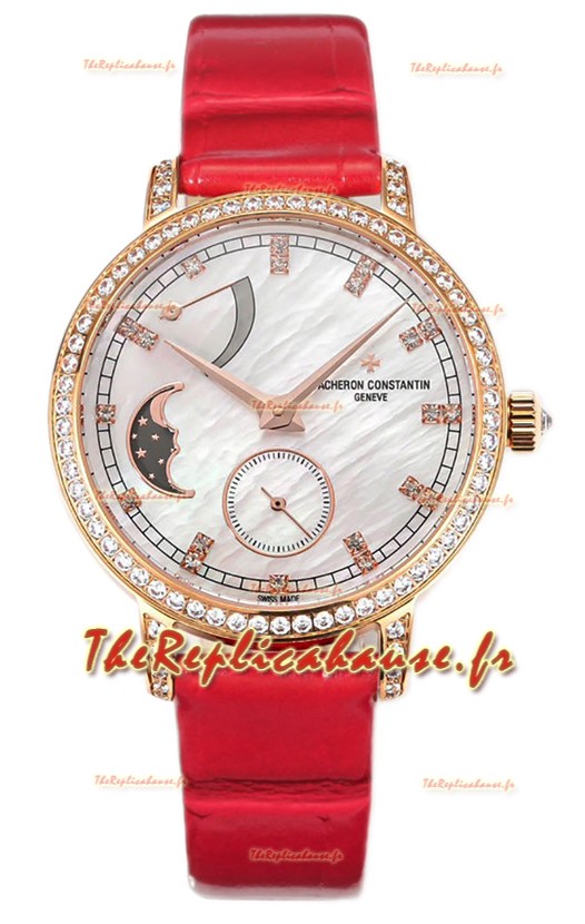 Vacheron Constantin Traditionelle Phases de la Lune Cadran Nacre en Or Rose Réplique Suisse