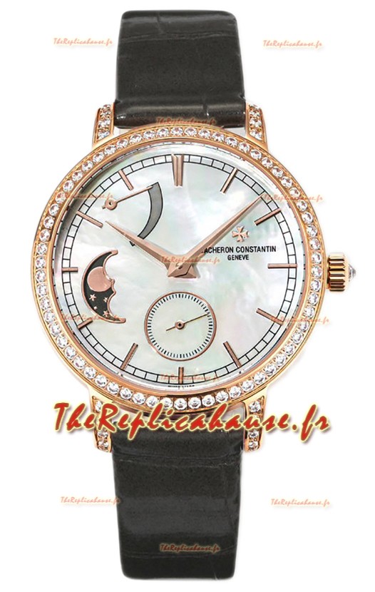 Vacheron Constantin Traditionelle Phase de la Lune Cadran Nacre en Or Rose Réplique Suisse