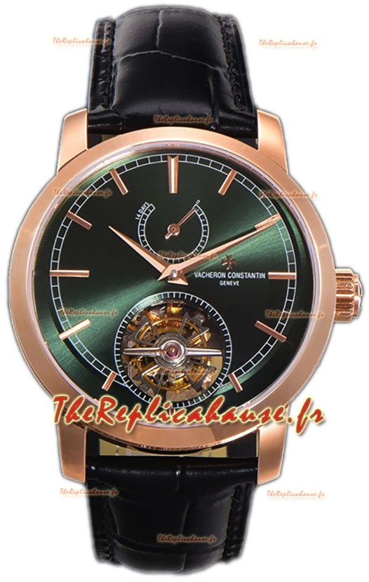 Vacheron Constantin Traditionelle 14-Day Tourbillon Cadran Vert Or Rose Montre réplique 1:1 
