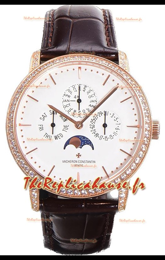 Vacheron Constantin Patrimony Quantième Perpétuel Or Rose Ultra-fin Cadran Blanc Réplique Suisse